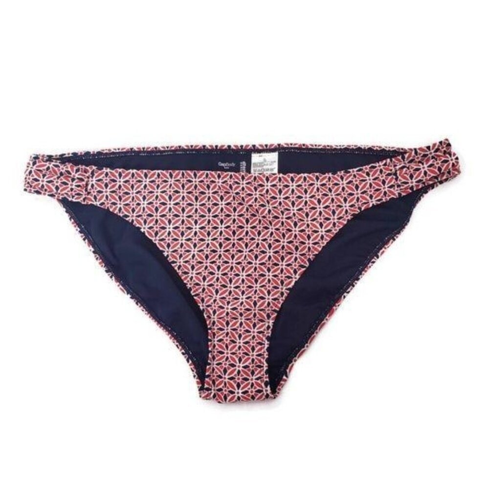 GapBody Bikini Bottom Women XL Blue Red Geometric Print‎ Swimwear Low Rise